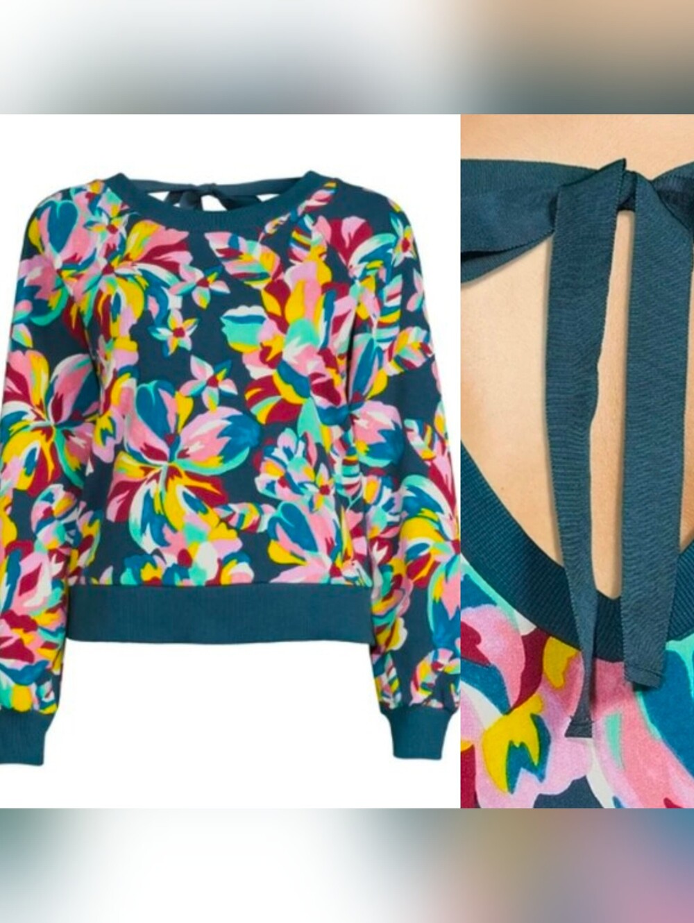 The Get Open Back Soft relaxed sweatshirt Cheerful Bloom Small New